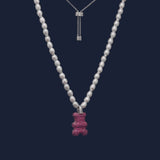 MALU Yummy Bear (Clippable) Adjustable Necklace with Pearls