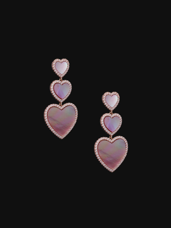 Pink Nacre Heart Earrings
