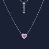 Fushia Heart Adjustable Necklace