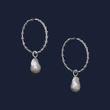 Dragon Tail Hoop Earrings with Pearls