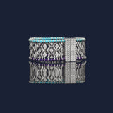 蓝紫Batik个性手链 - 银白色