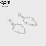 Moon Pear Shaped Earrings with Pearls