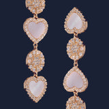 Pink Nacre Heart & Dot Drop Earrings