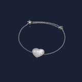 Mini White Nacre Heart Adjustable Bracelet