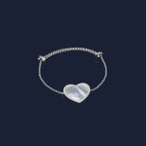 White Nacre Heart Adjustable Bracelet