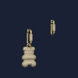 Sunny Yummy Bear (Clippable) Asymmetric Hoop Earrings