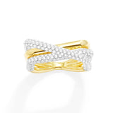 Pavé Crossed Rectangle Ring