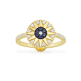 Tropical Sun Ring with Blue Stones