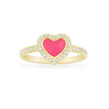 Neon Pink Heart Paved Ring