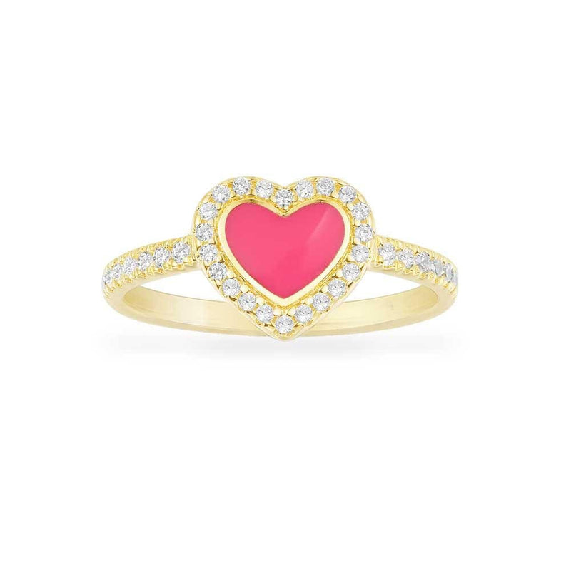 Neon Pink Heart Paved Ring