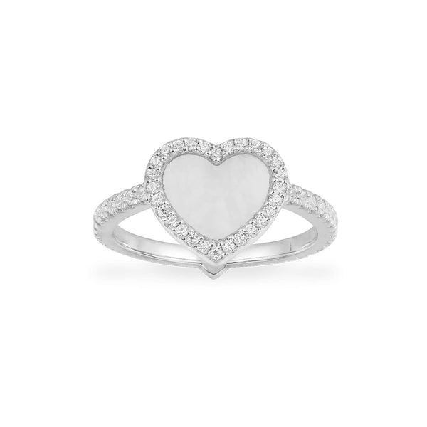 White Nacre Heart Ring