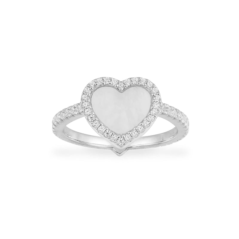 White Nacre Heart Ring