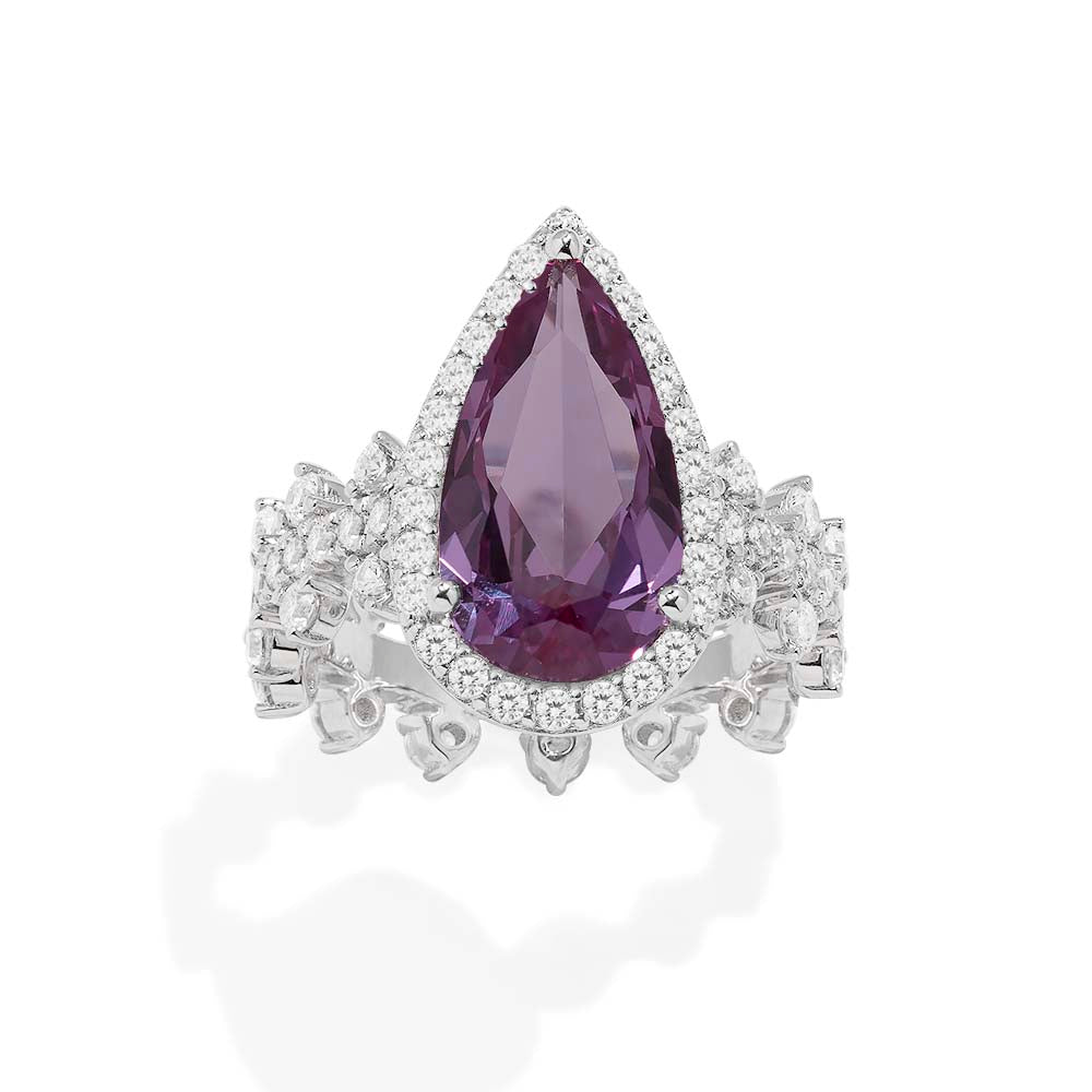 Purple Drop Pavé Ring - APM Monaco UK