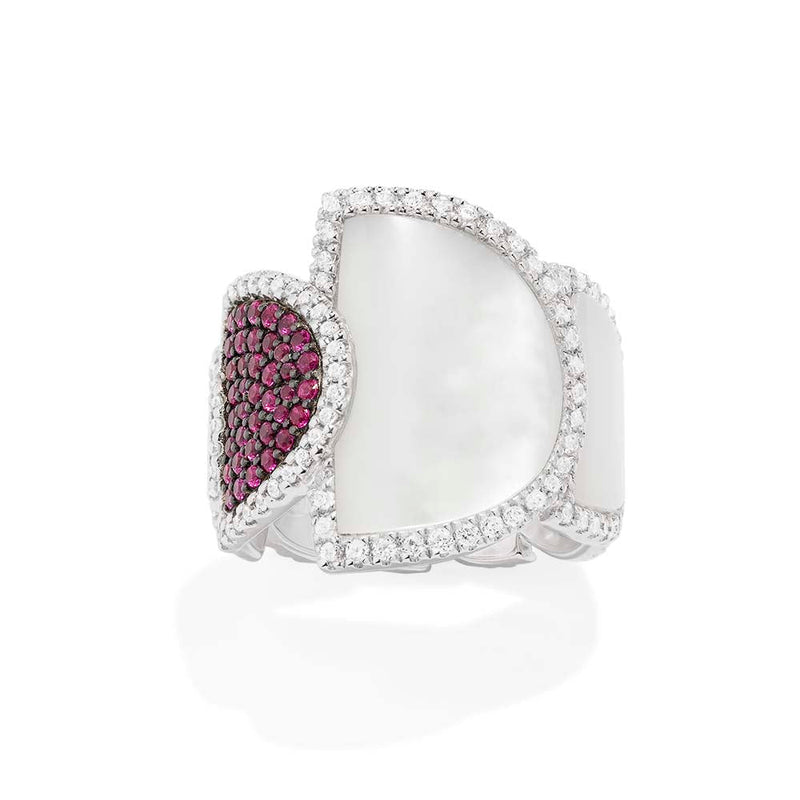 Chunky Half Moon Ring with Nacre