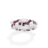 Fuchsia Pavé Ring with Pearls