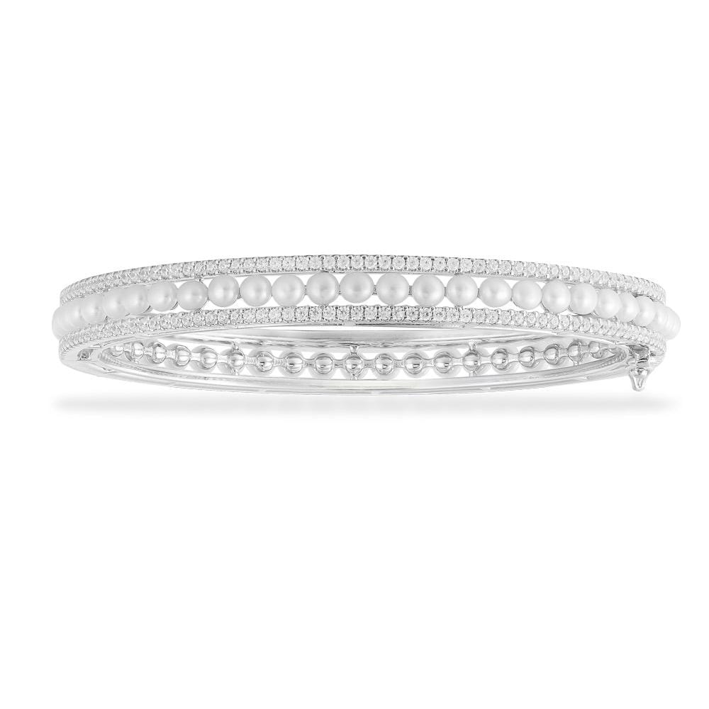 Double Paved Bangle with Pearls