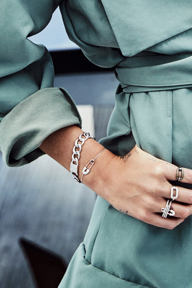 APM Monaco White Chain Bracelet in Silver