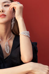 APM Monaco Statement Palm Leaf Cuff in Silver