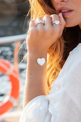 White Nacre Heart Adjustable Bracelet - silver APM Monaco