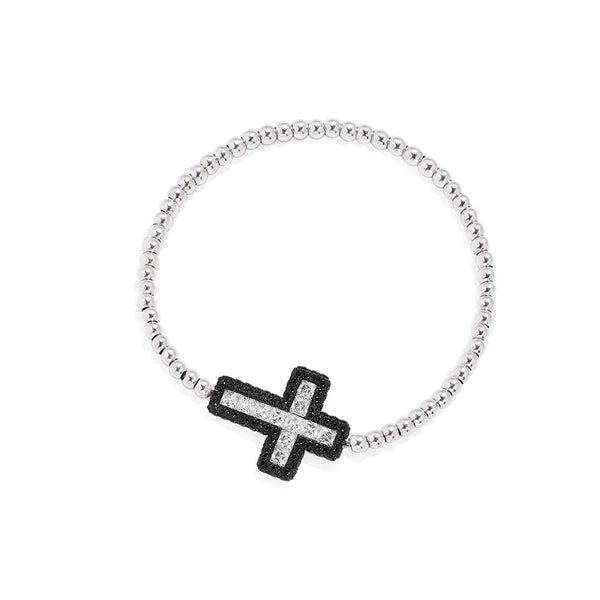 Black Cross Bracelet with beads APM Monaco APM Monaco UK