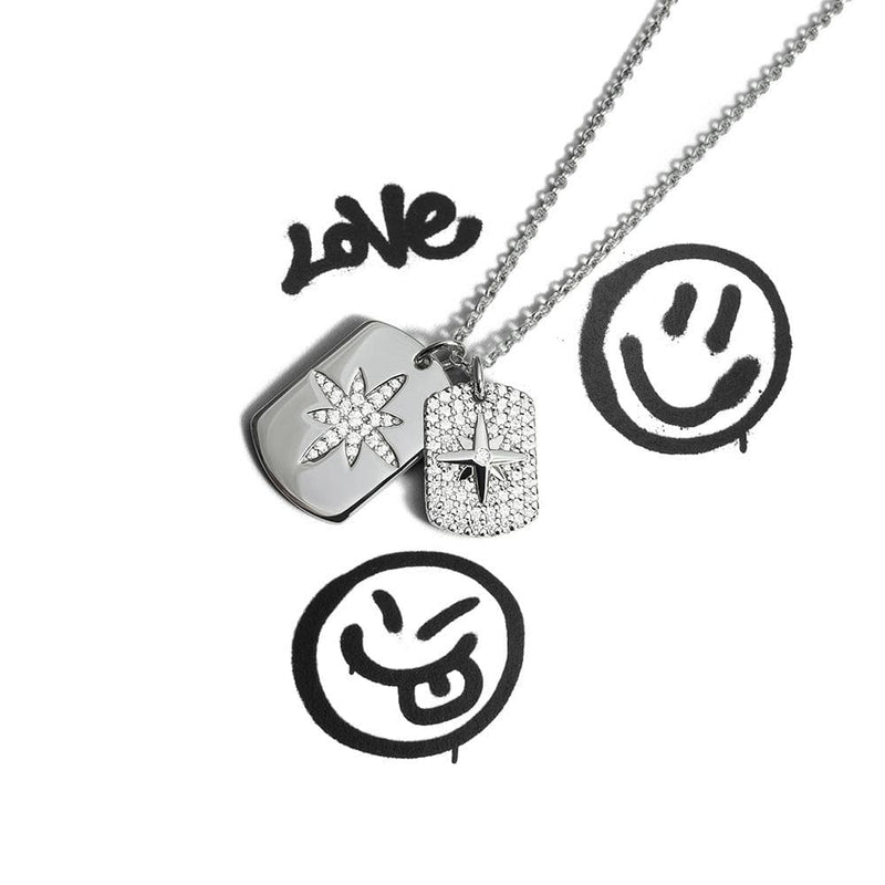 Adjustable Necklace With Two Paved Stars Pendants