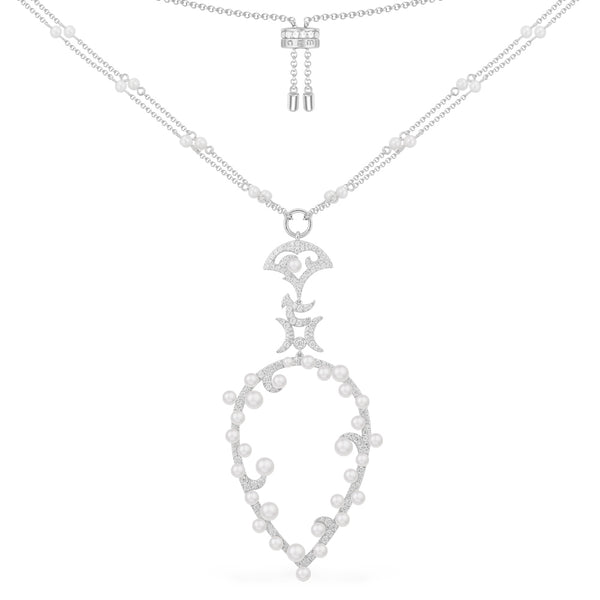 Moon Adjustable Necklace with Pearls