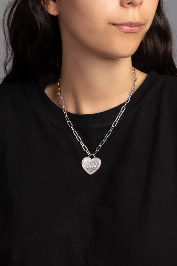 APM Monaco Heart Beat Necklace - White Silver