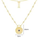 Embellished Sun & Moon Medal Adjustable Necklace