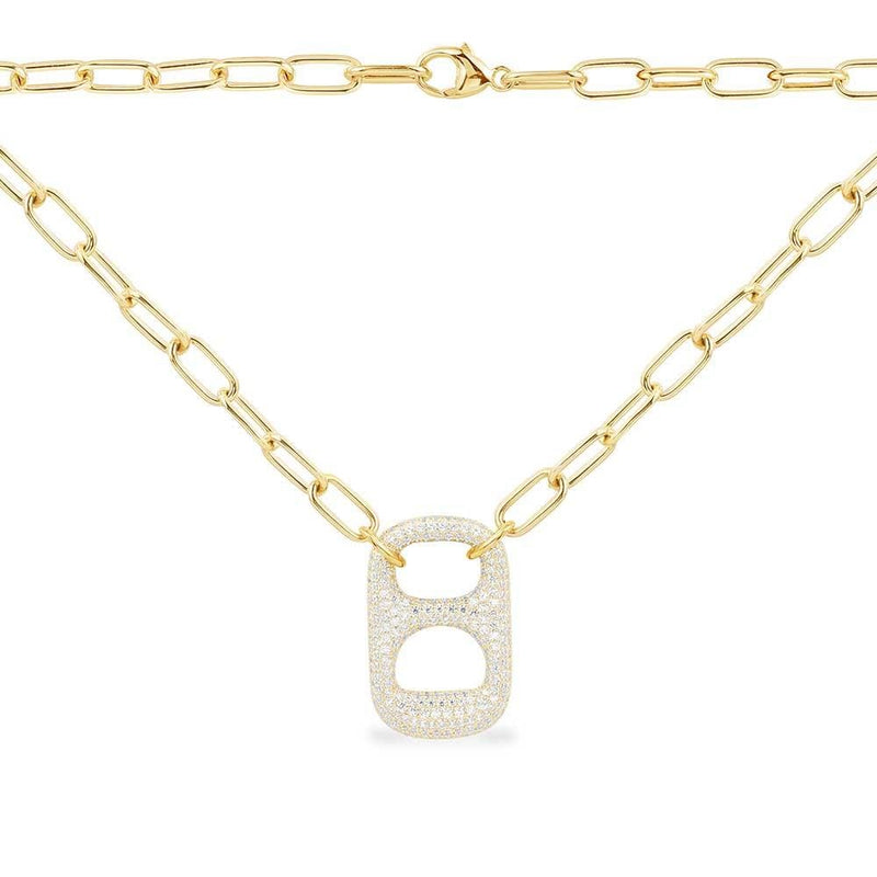 Paved Can Tab Chain Necklace