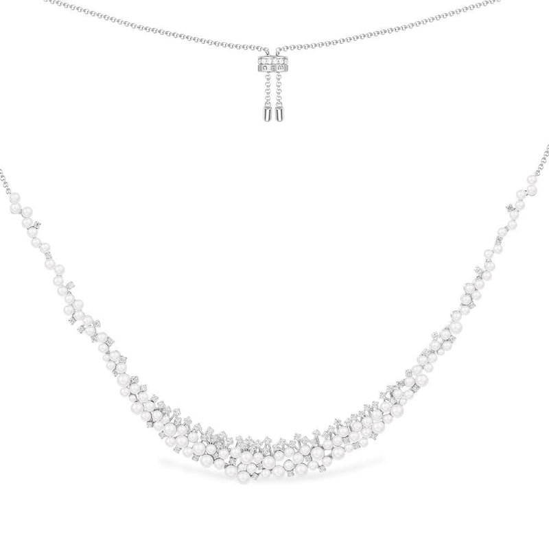 加厚珍珠可调节项链-银白色