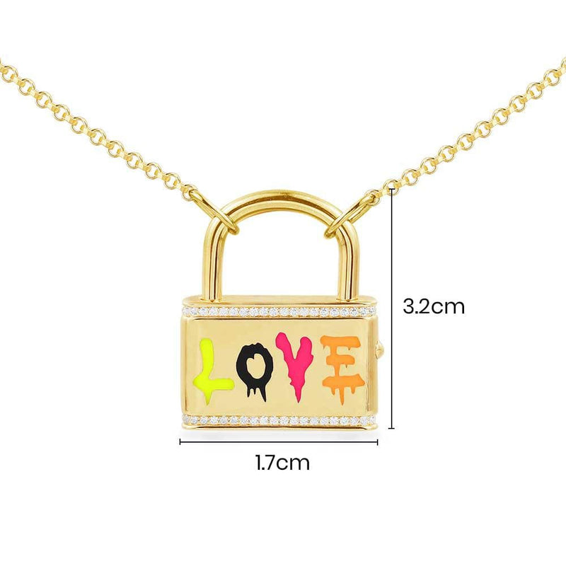 Multicolor Neon LOVE Lock Necklace