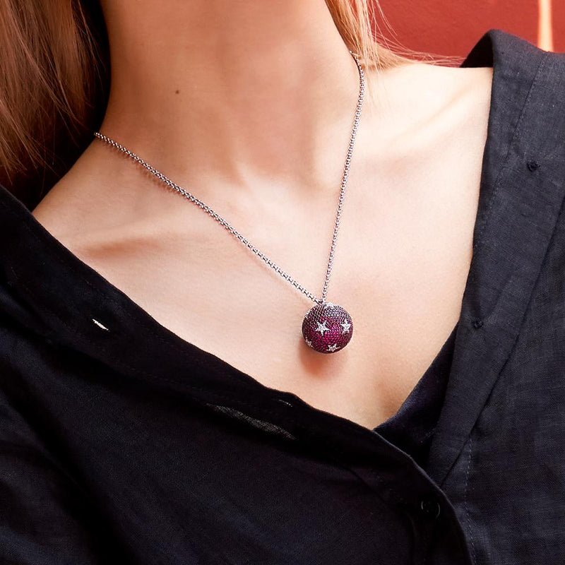 Red Disco Ball Adjustable Necklace