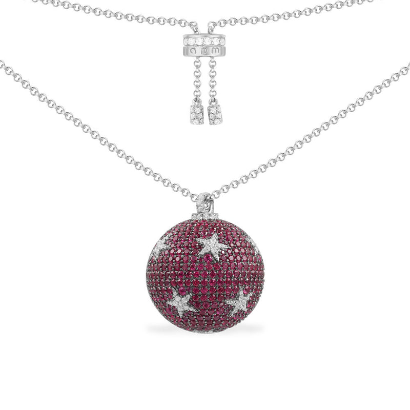 Red Disco Ball Adjustable Necklace