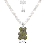 Lucky Yummy Bear (Clippable) Adjustable Necklace with Pearls
