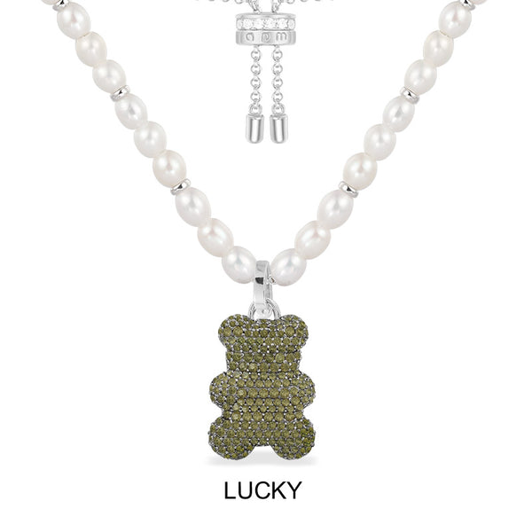 Lucky Yummy（可拆卸）珍珠可调节项链-银白色