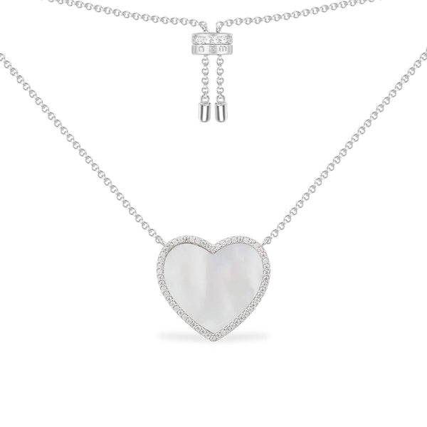White Nacre Heart Adjustable Necklace
