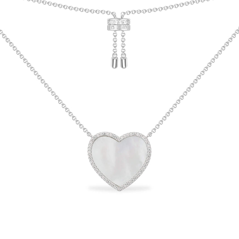 White Nacre Heart Adjustable Necklace