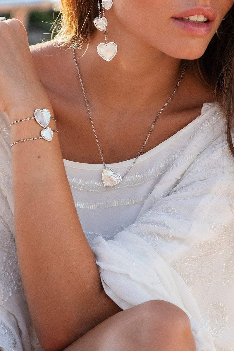 White Nacre Heart Adjustable Necklace - silver APM Monaco