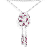 Disco fuchsia Adjustable Necklace with Pearls