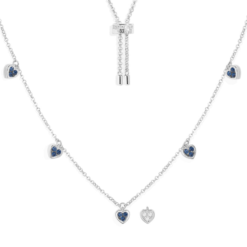 Blue & White Heart Adjustable Necklace