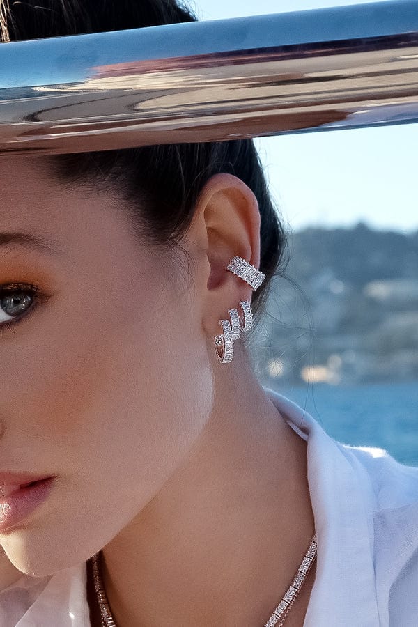 APM Monaco Small Eclat Hoop Earrings - White Silver