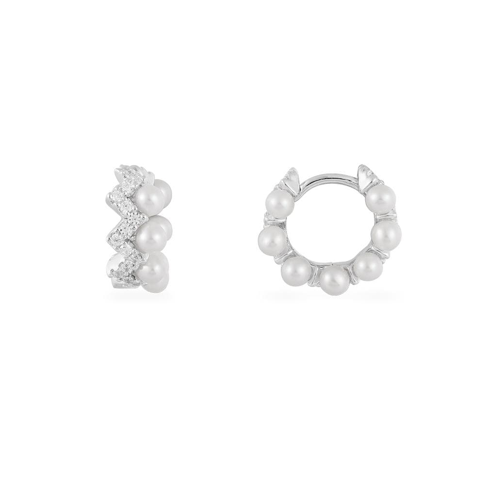 Small Up and Down Hoop Earrings with Pearls - APM Monaco UK