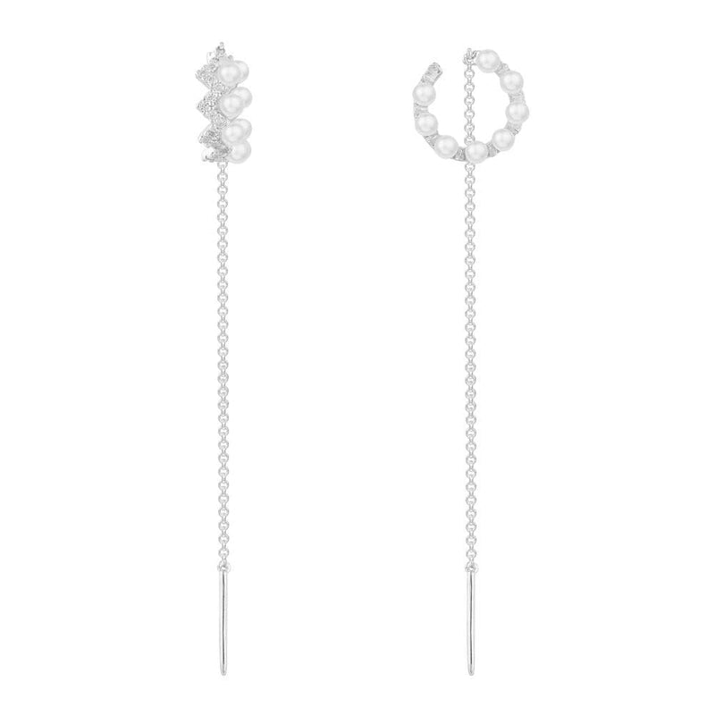 Up and Down Pearls Ear Cuff with Chains