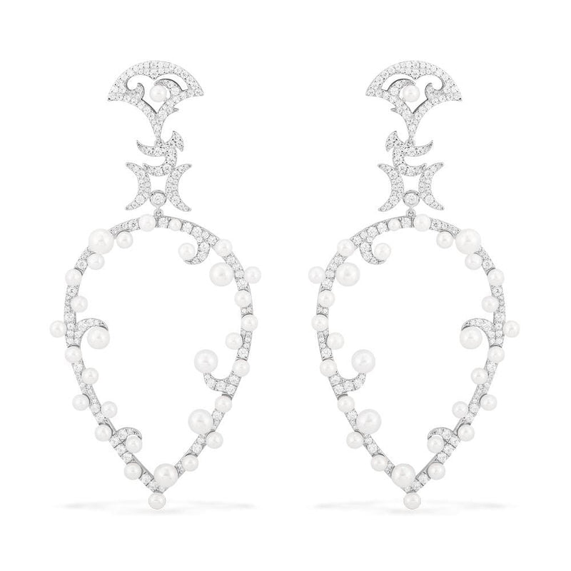 Moon Pear Shaped Earrings with Pearls