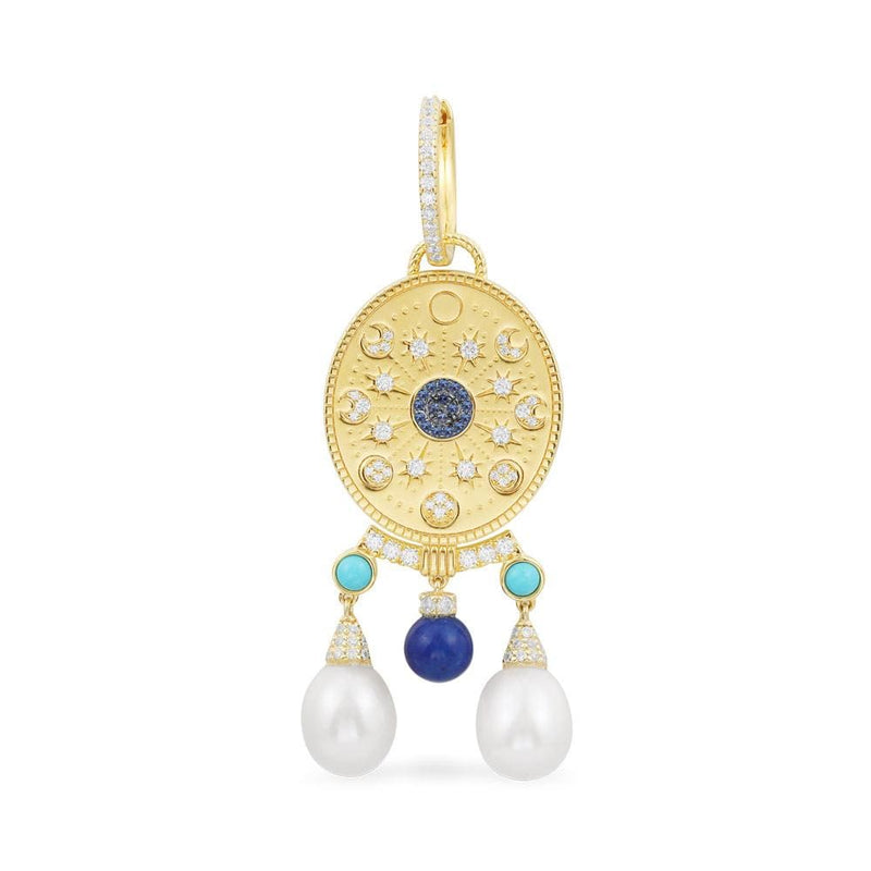 Single Medal and Pearls Hoop Earring