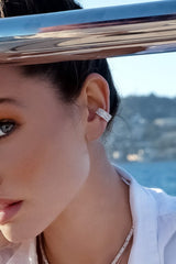 APM Monaco Single Eclat Double Row Ear Cuff - White Silver
