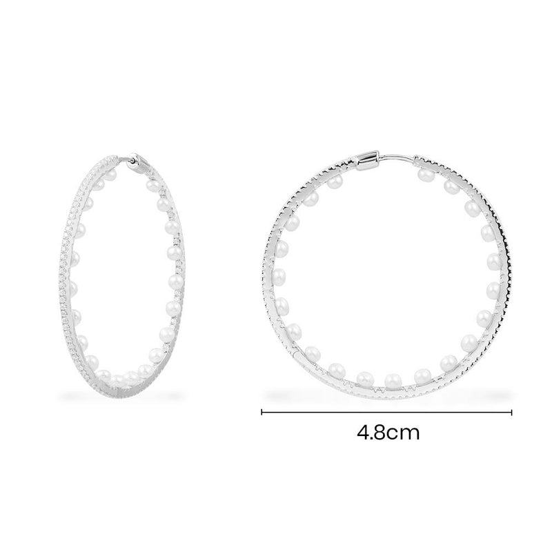 Pavé Hoop Earrings with Pearls