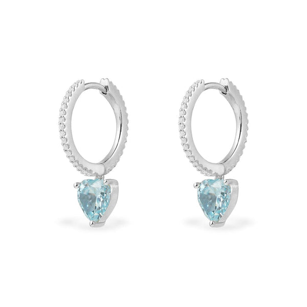 Huggie Earrings with Blue heart