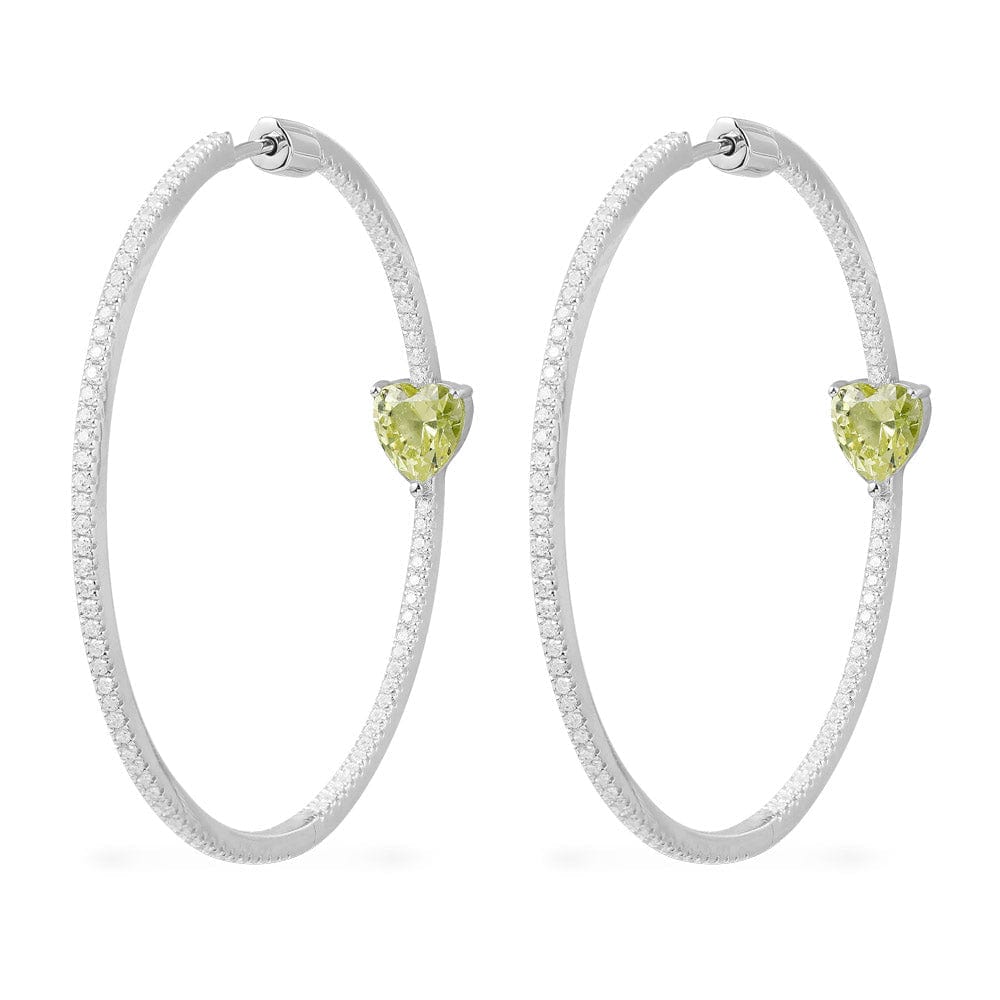 Hoop Earrings with Green heart - APM Monaco UK