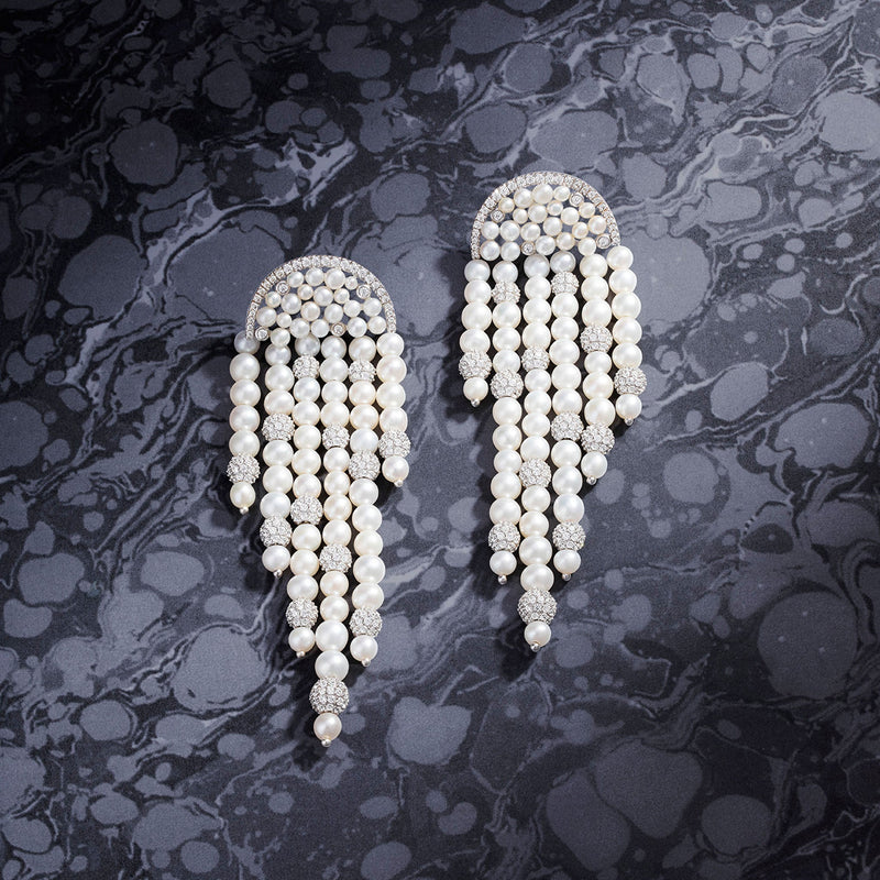 Statement Disco Drop Earrings with Pearls